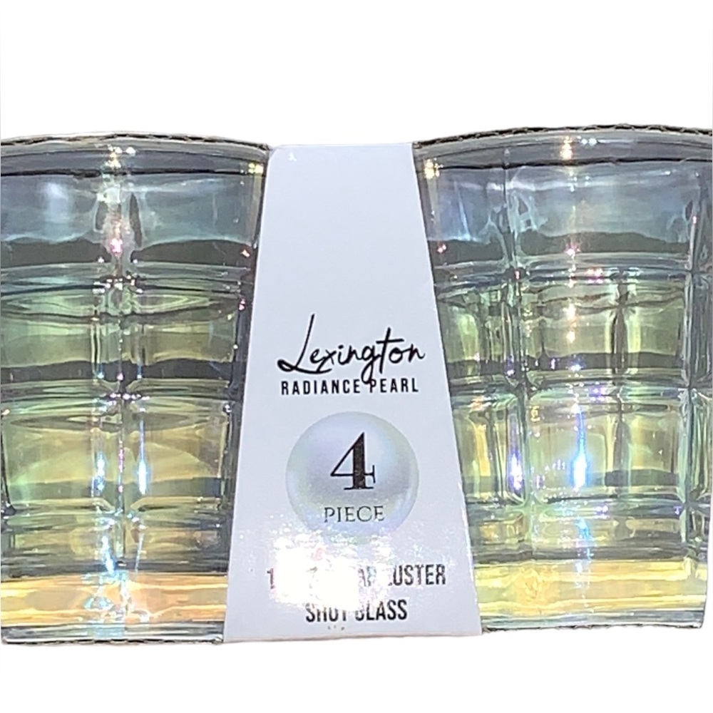New Circleware Lexington Radiance Pearl 1.6 oz clear luster shot glass 4 piece